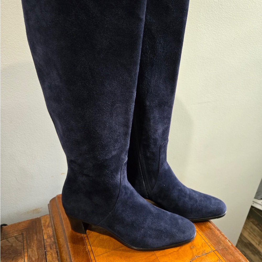 Gravati Neiman Marcus Chic Midnight Blue Over the Knee Boots new Italy 1,100